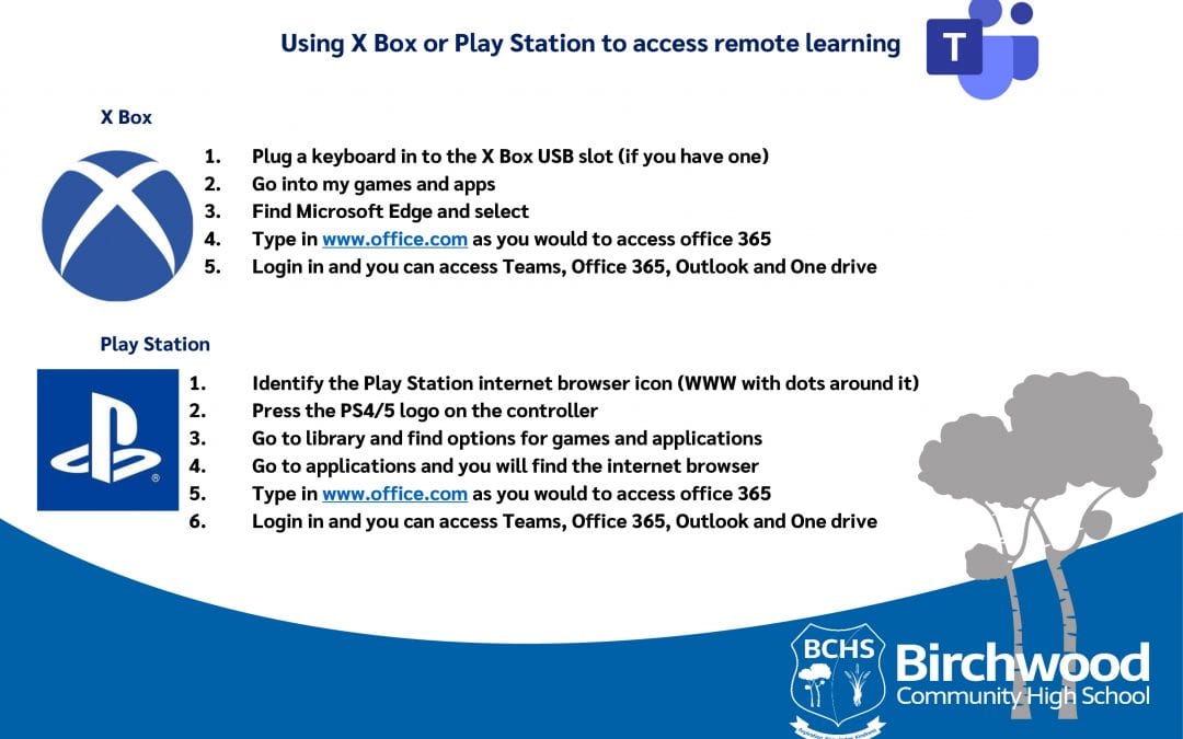 Did you know that you can access your remote learning from your games console? See our easy instructions here.